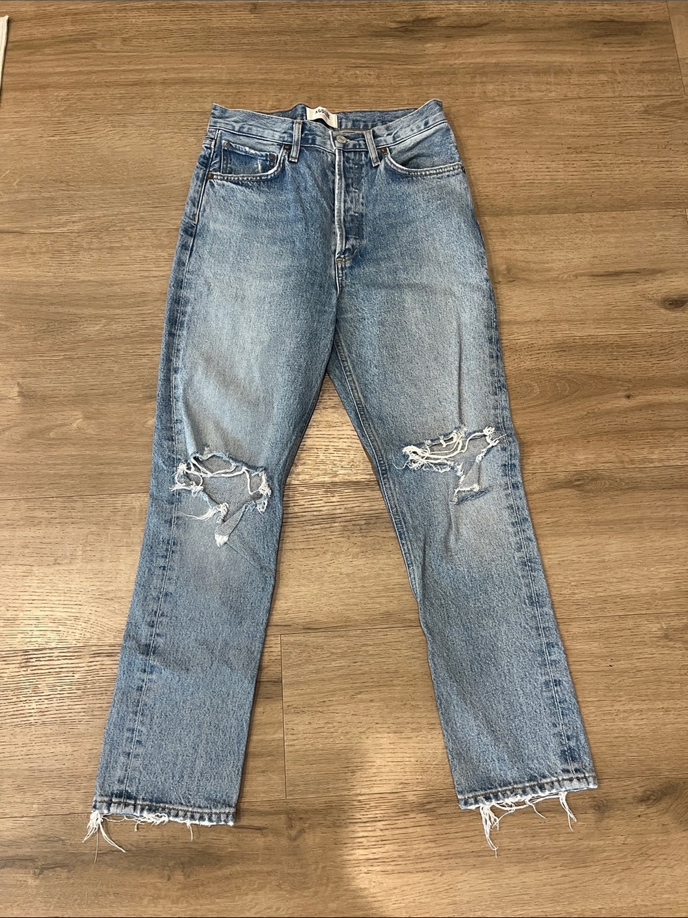 Agolde Riley High Rise Straight Crop 100% Organic Cotton Womens 25